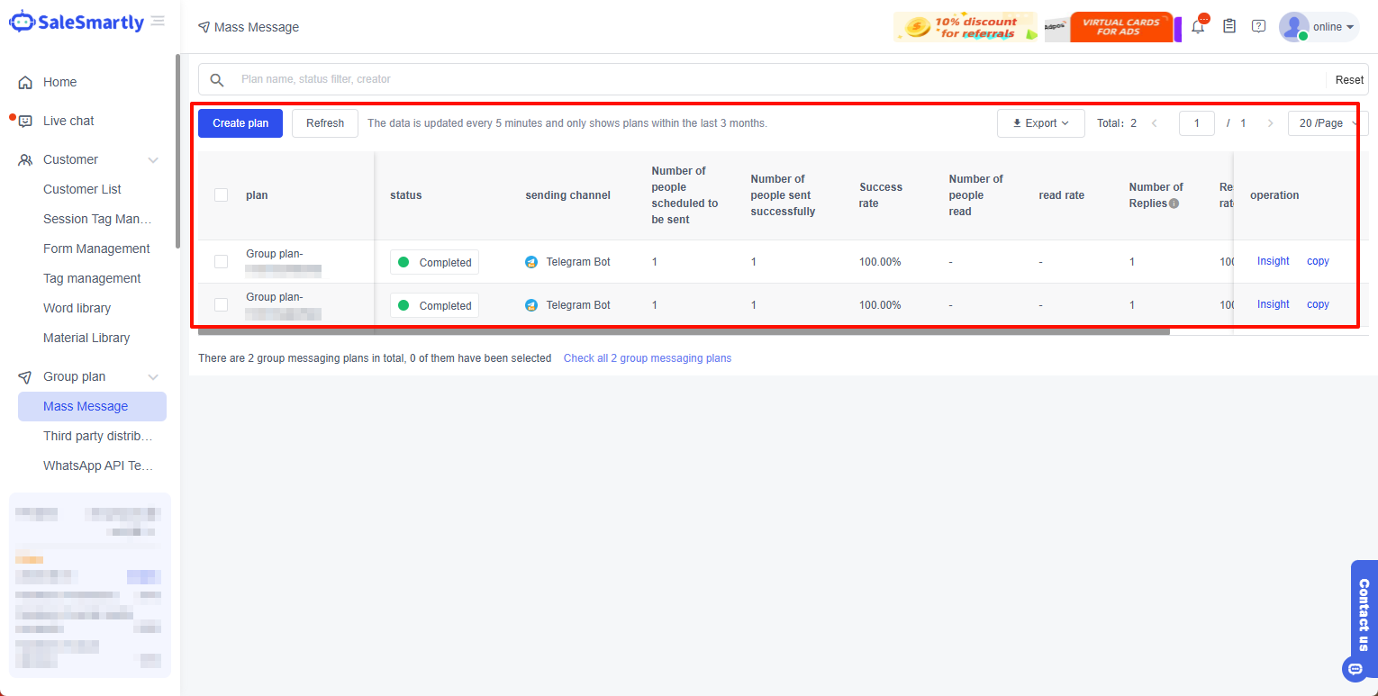 Bulk Messaging Management