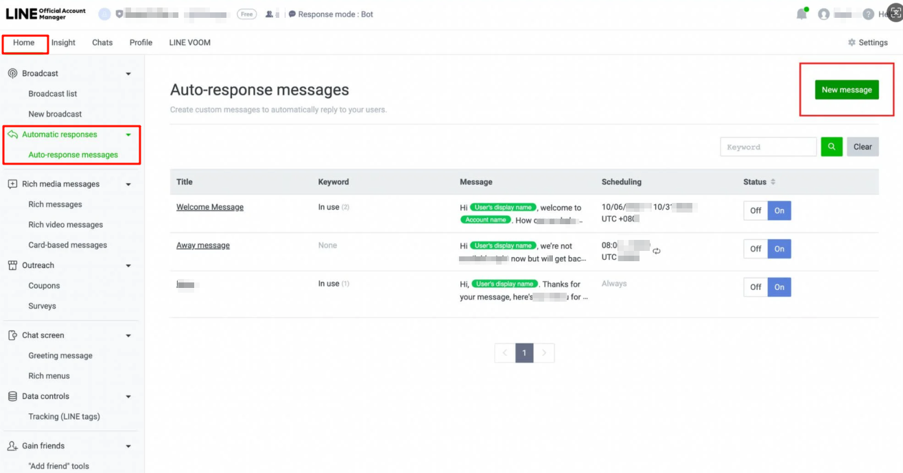 Tạo tin nhắn trả lời tự động LINE