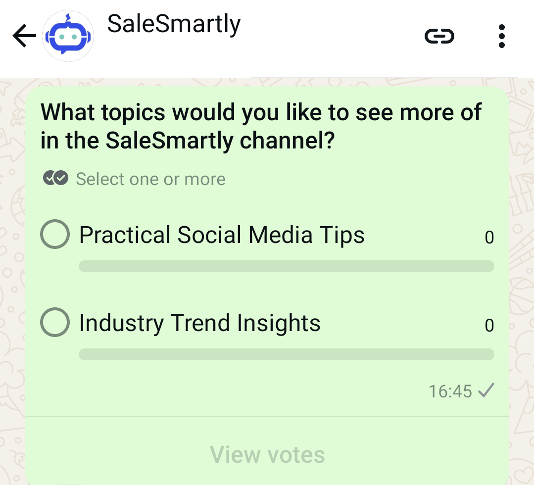 Ví dụ chiến lược tương tác WhatsApp Channel