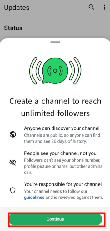 Tạo WhatsApp Channel - bước 2
