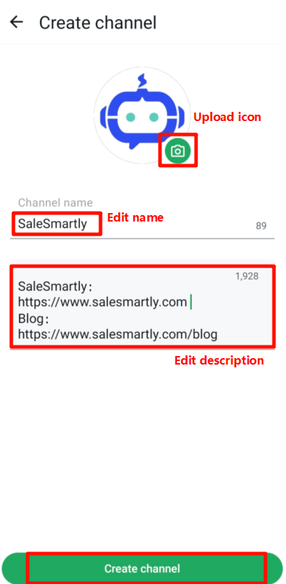 Tạo WhatsApp Channel - bước 3