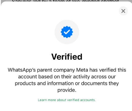 Huy hiệu Tích Xanh WhatsApp