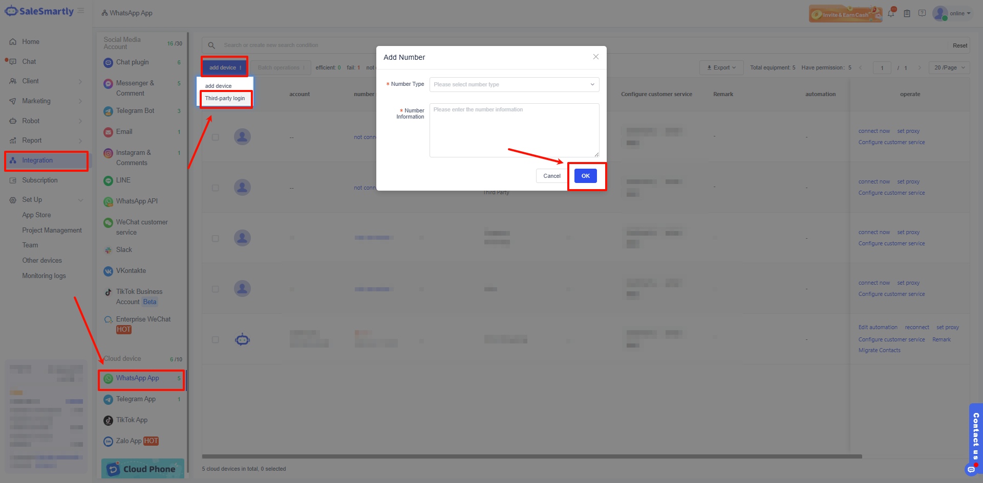 Nhập hàng loạt số protocol WhatsApp