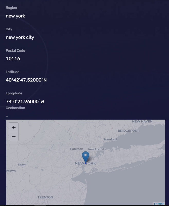 Geoloactio of an IP address