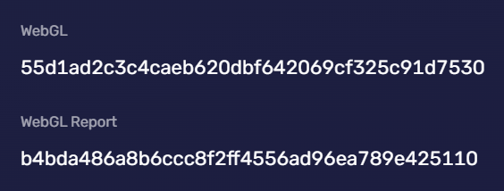 Webgl hash value on BrowserScan