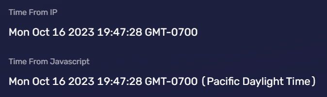 Time from IP & Time from Javascript