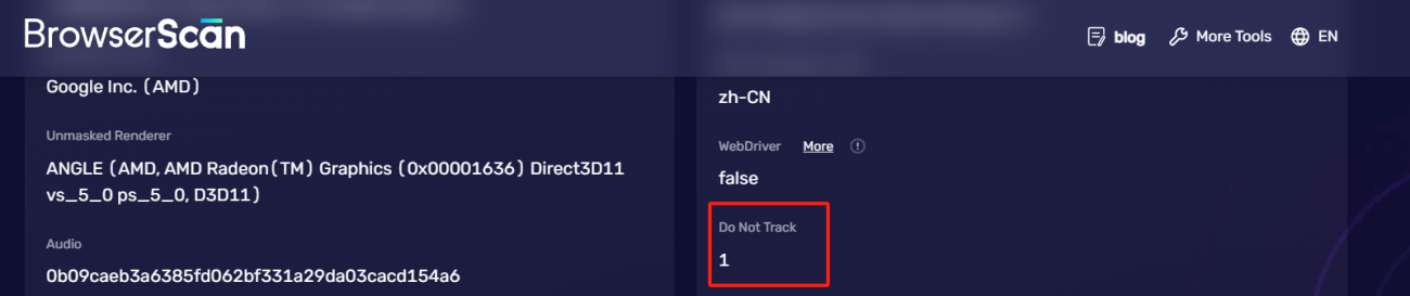 Do Not Track on BrowserScan