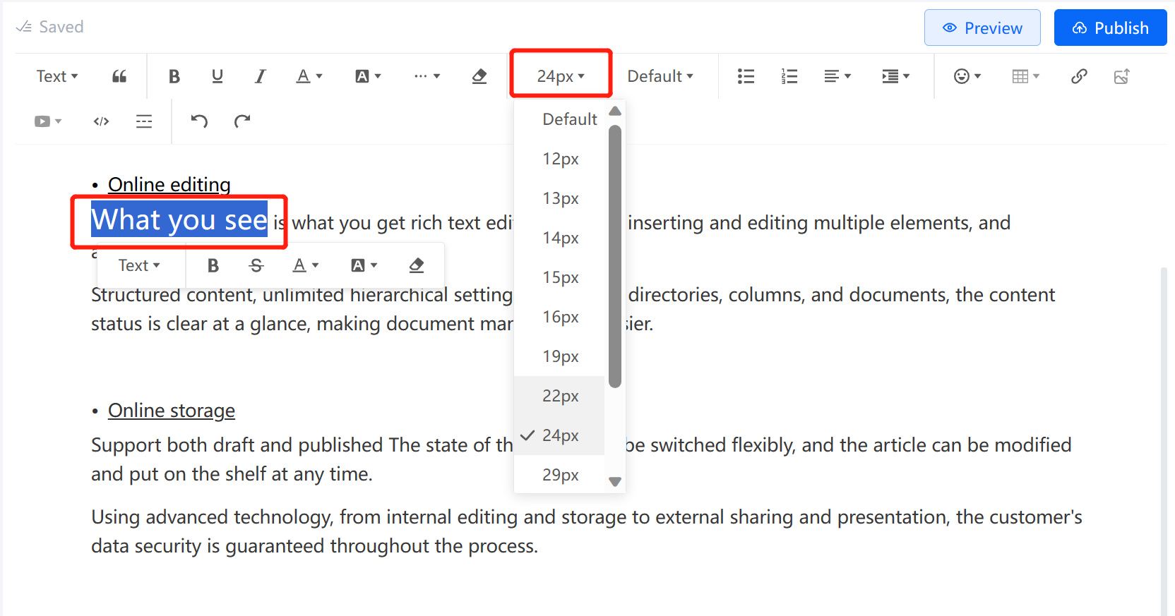 How to change font color/background/size