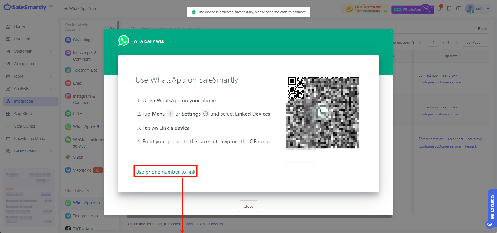 Liên kết bằng số điện thoại