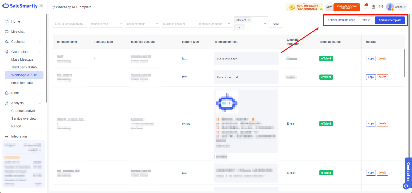 Quản lý mẫu tin nhắn