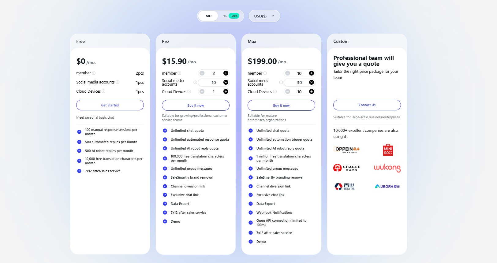 Chọn gói nâng cấp