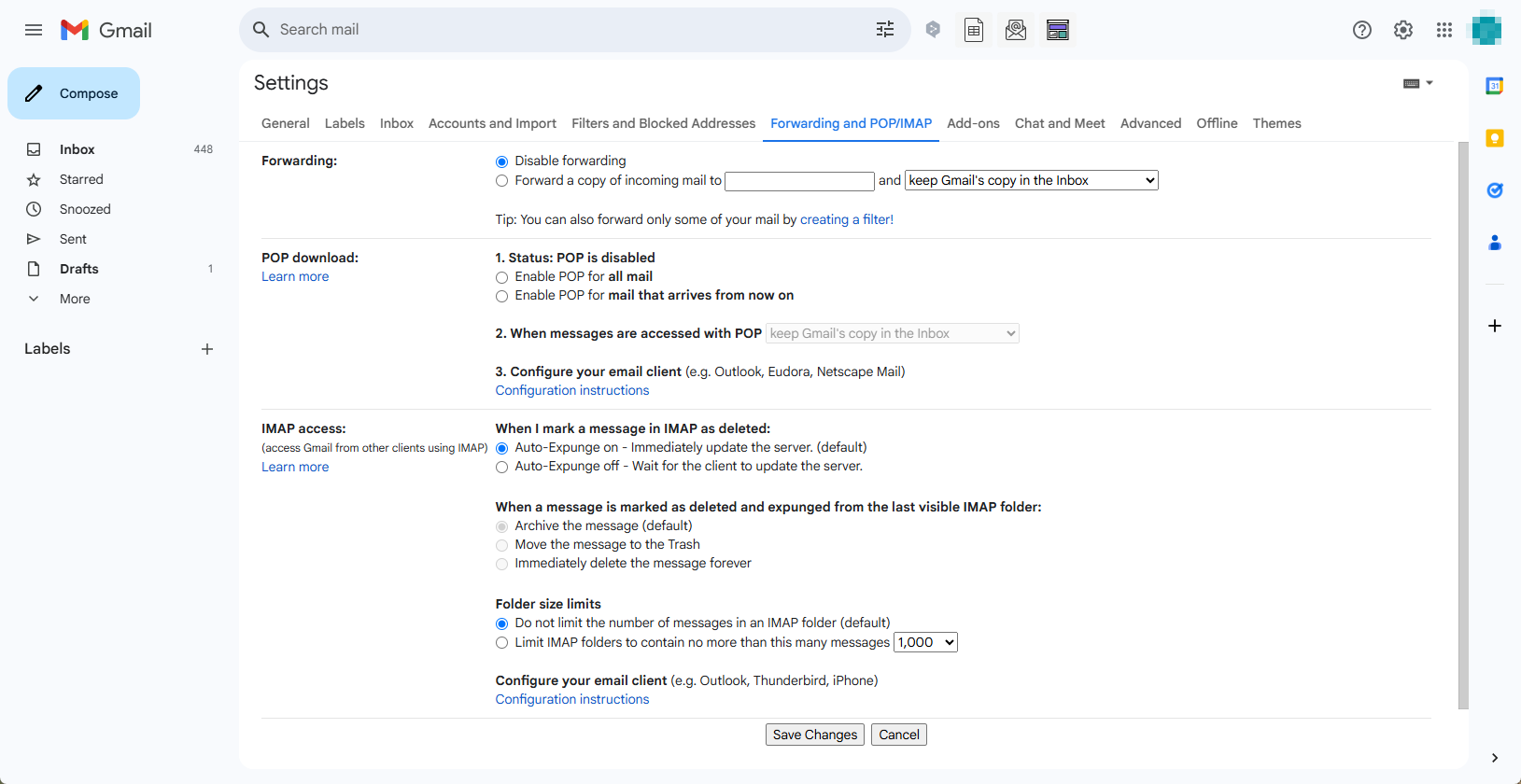 Truy cập cài đặt Gmail