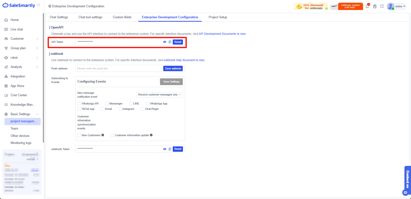 Cấu hình khóa API