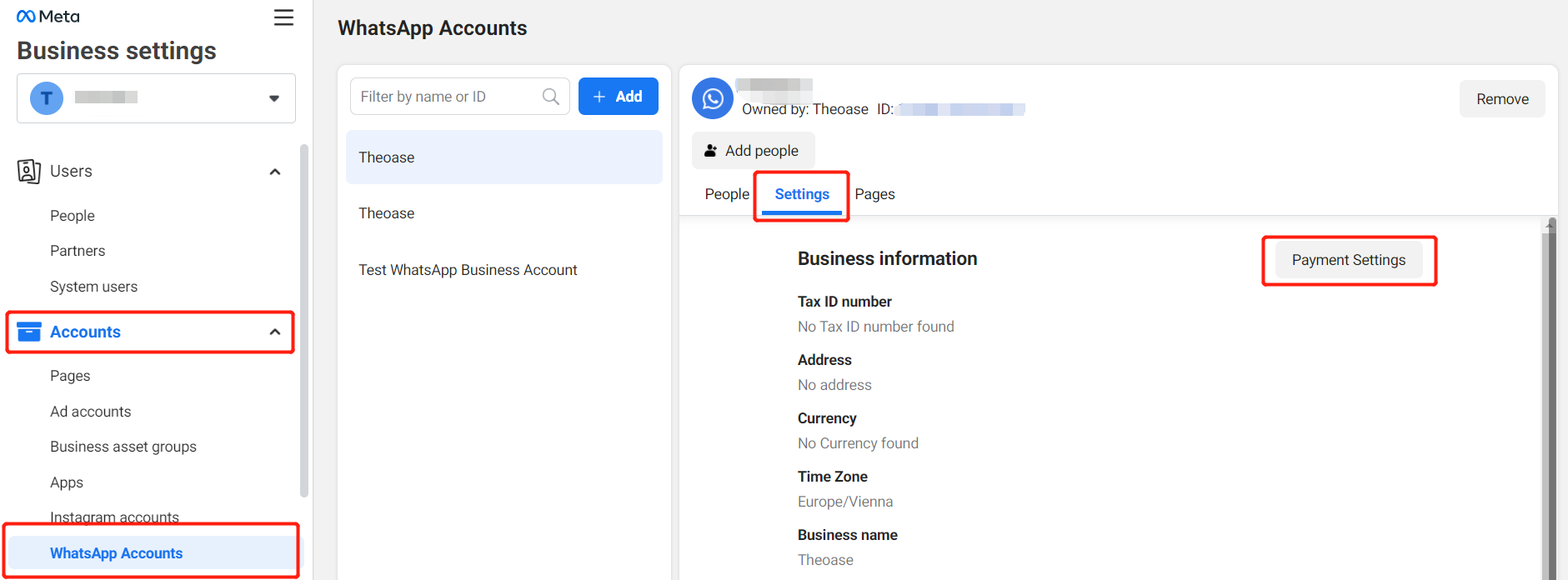 Truy cập trang cài đặt thanh toán