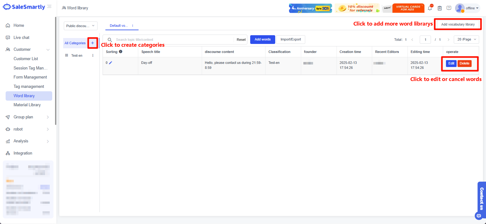 Thêm/chỉnh sửa/xóa thư viện mới