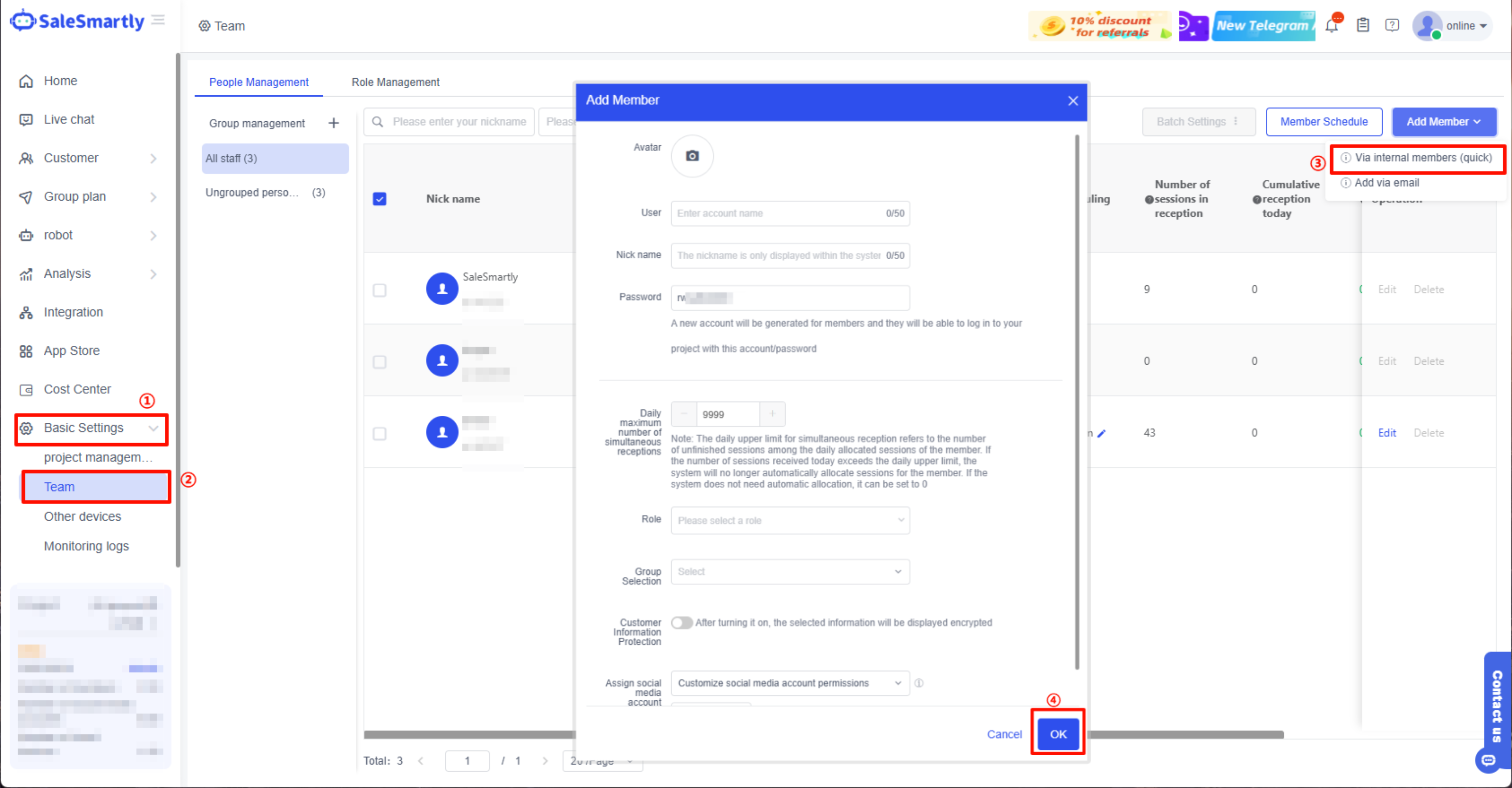 Thêm Thành viên Dịch vụ Khách hàng