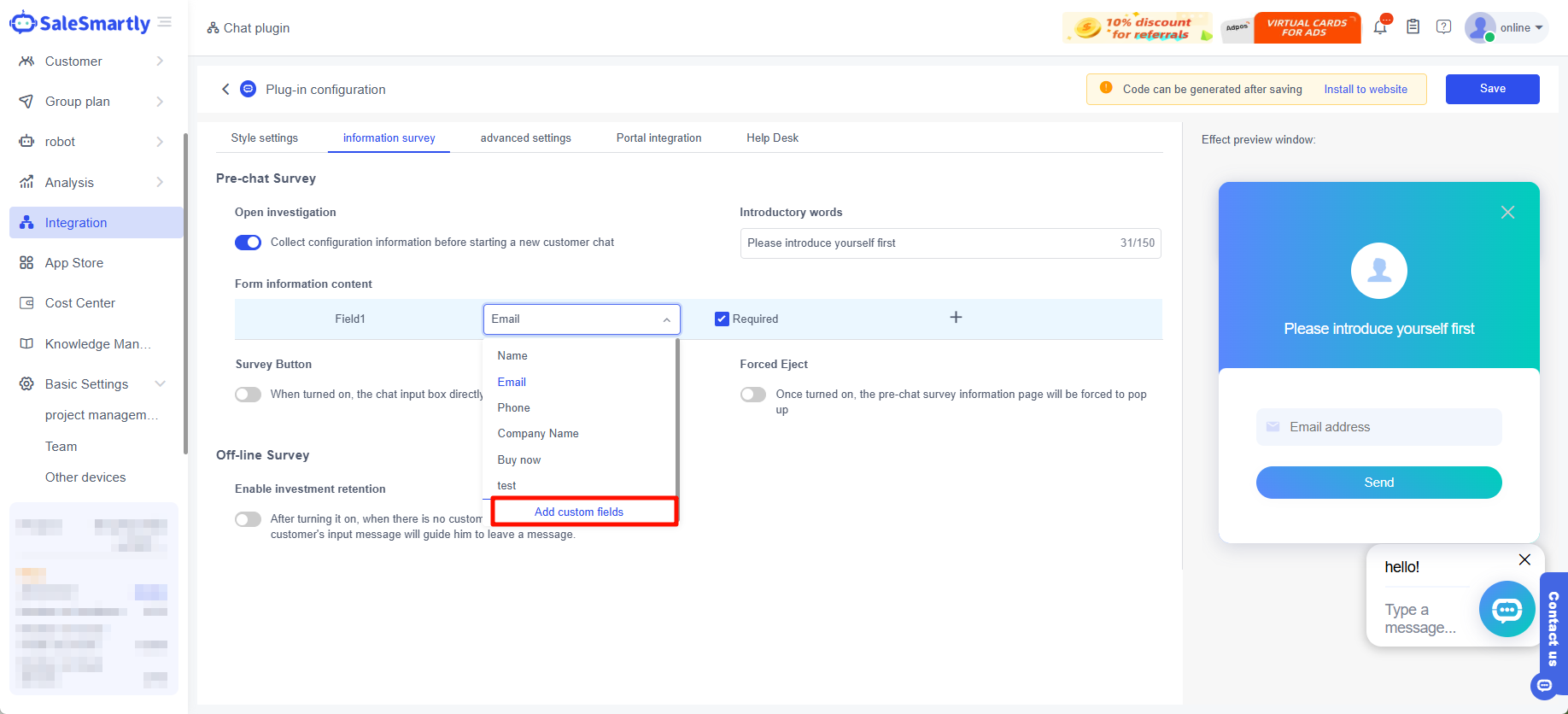 Trường tùy chỉnh