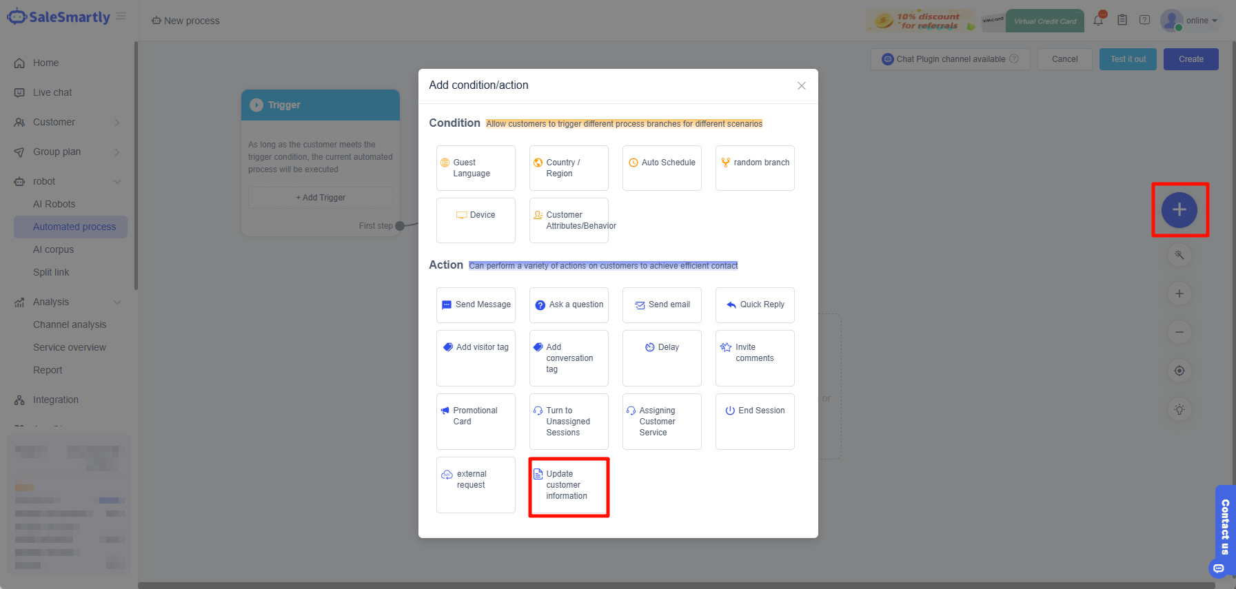 Hành động tự động thêm