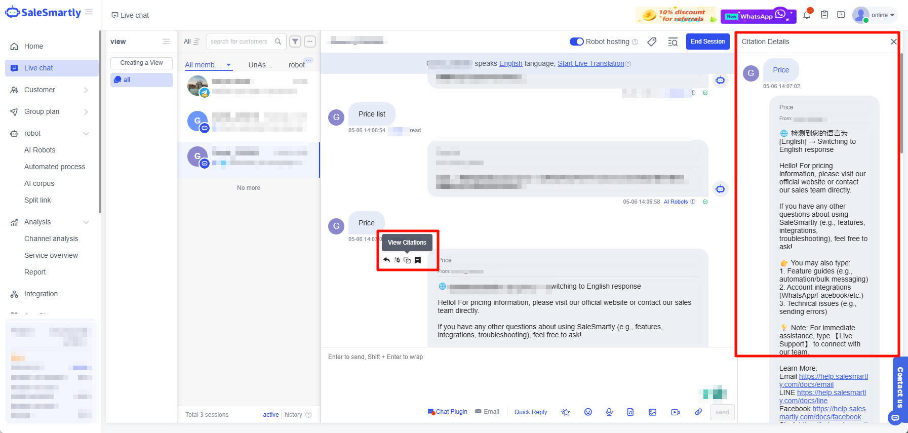 Nhảy đến tin nhắn được trích dẫn trong chat