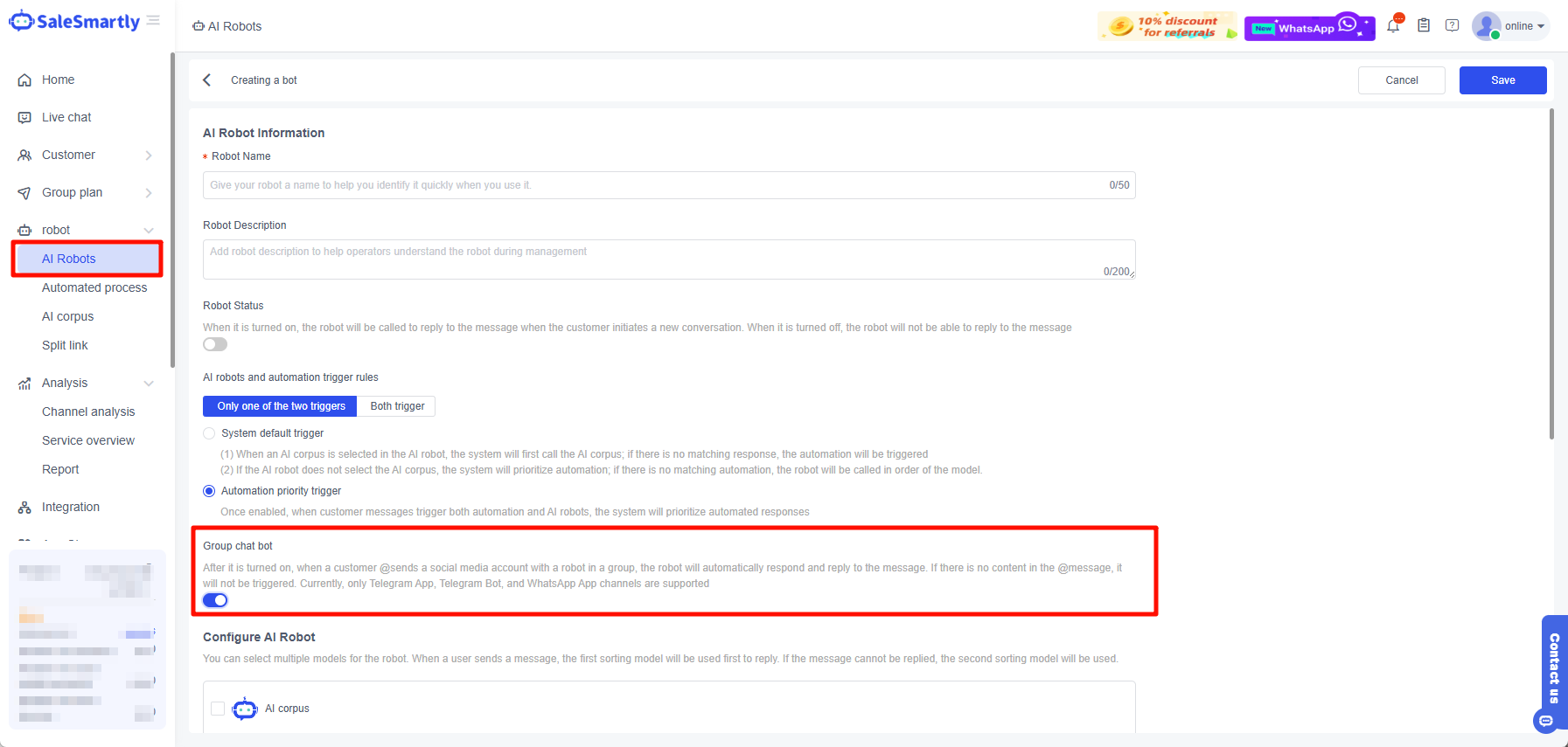 Bot AI có thể tự động trả lời khi được nhắc trong nhóm