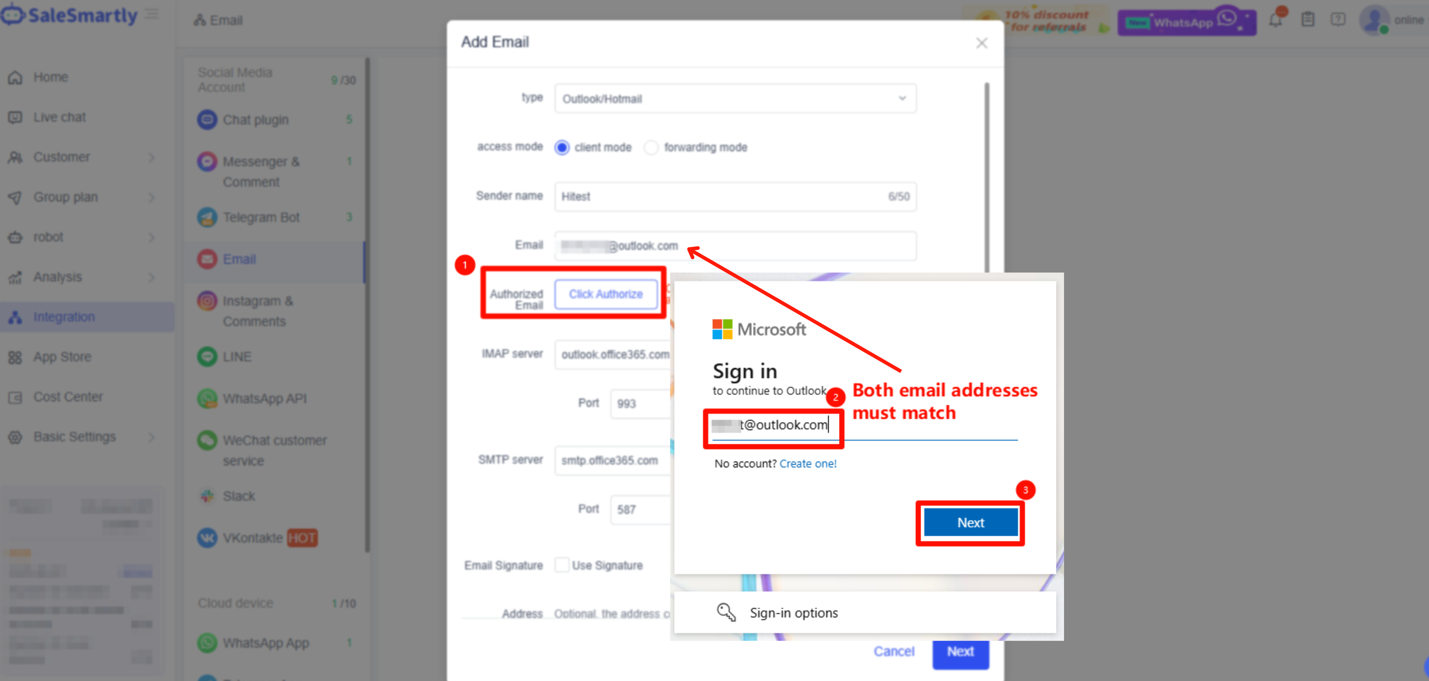Nhập lại tài khoản email
