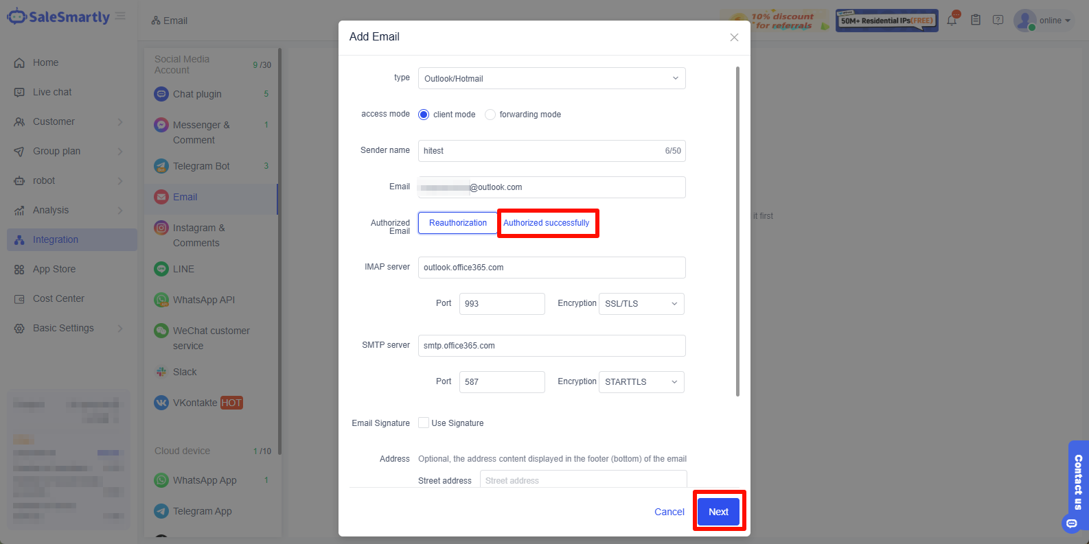 Ủy quyền thành công
