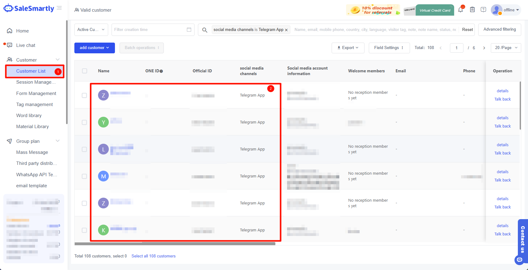 Kiểm tra danh sách liên hệ