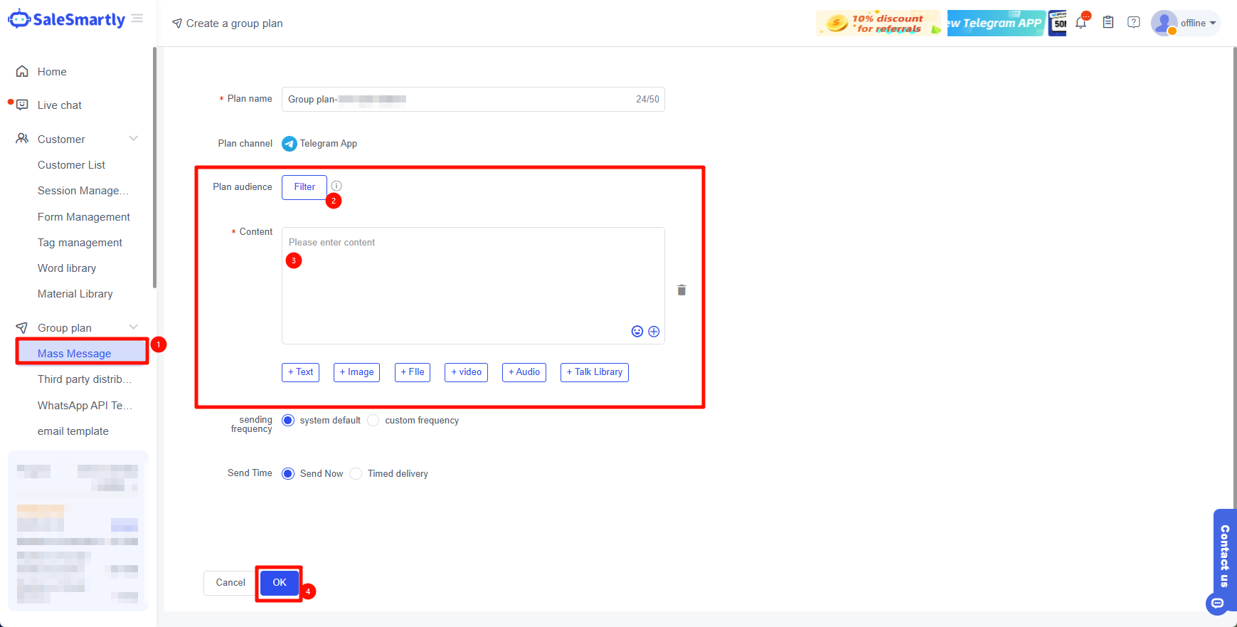 Cài đặt tin nhắn hàng loạt