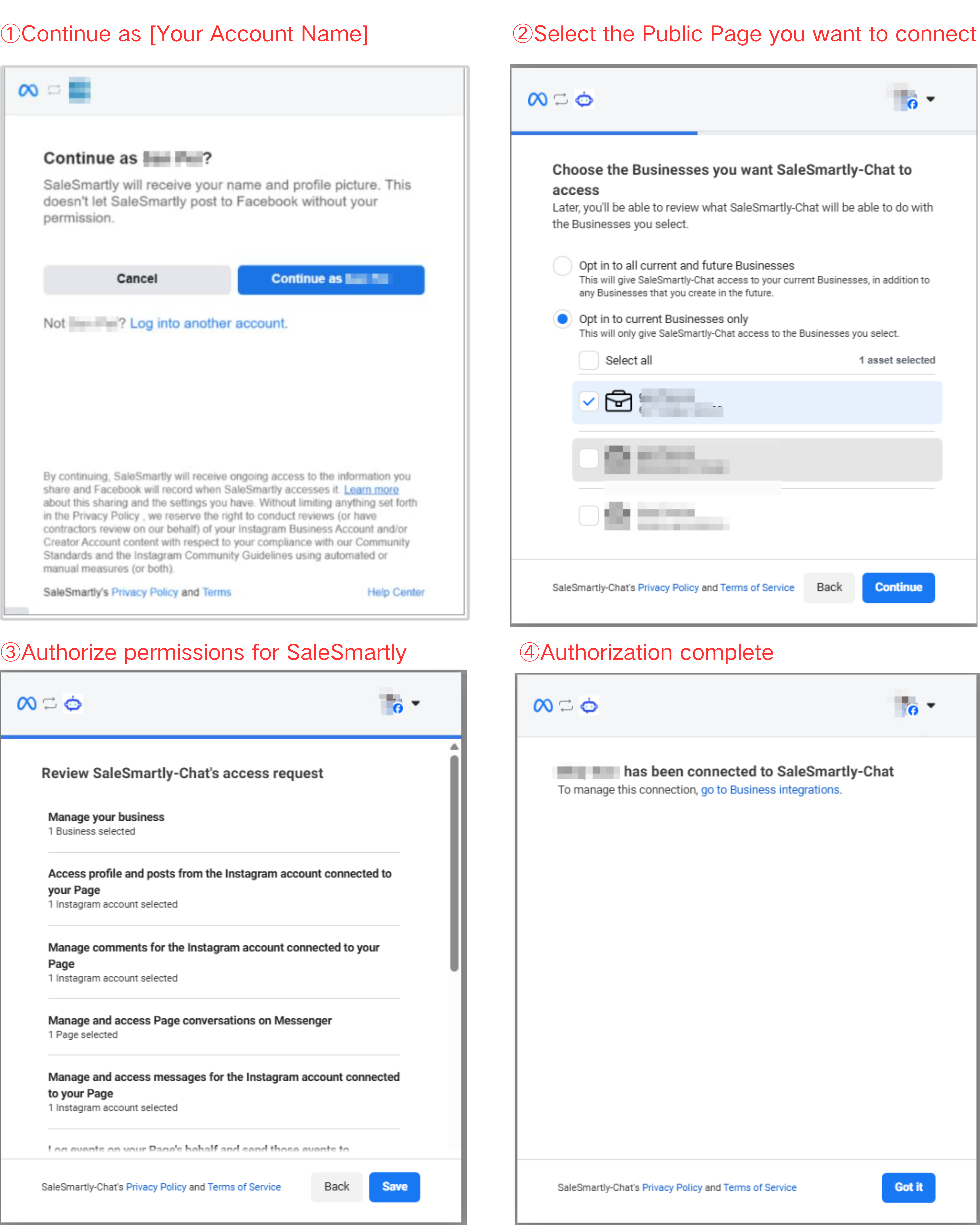 Cấp quyền cho Facebook