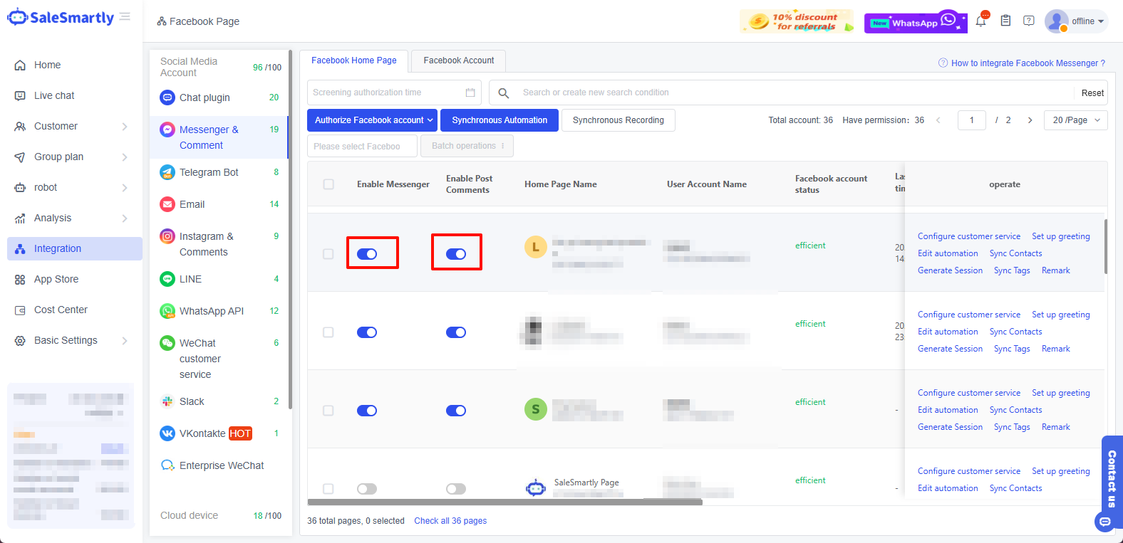 Kích hoạt Messenger và Bình luận Bài đăng