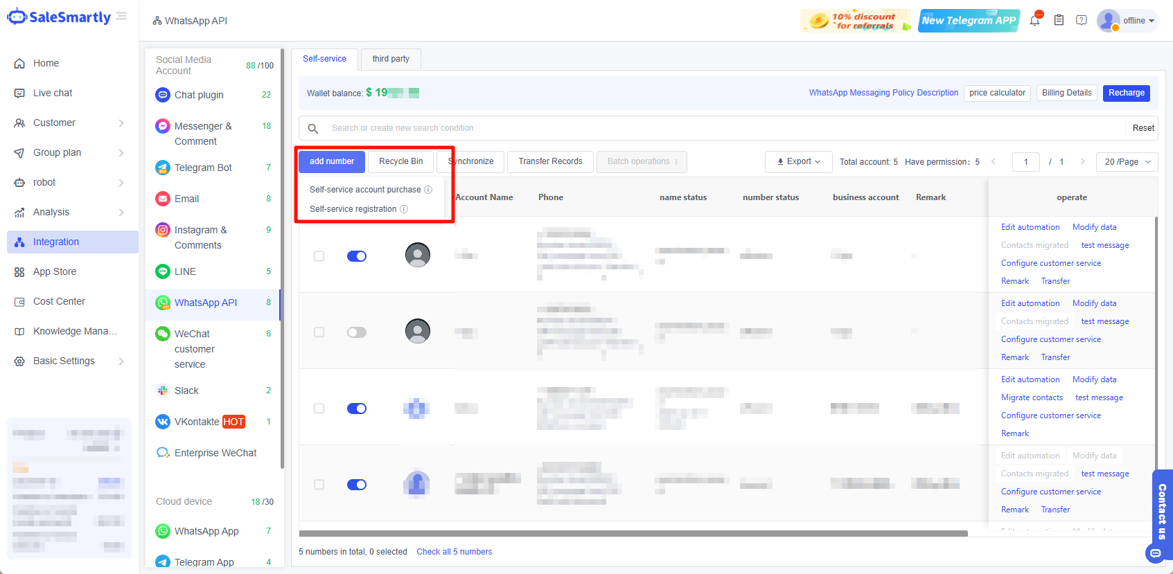 Tự phục vụ - thêm số