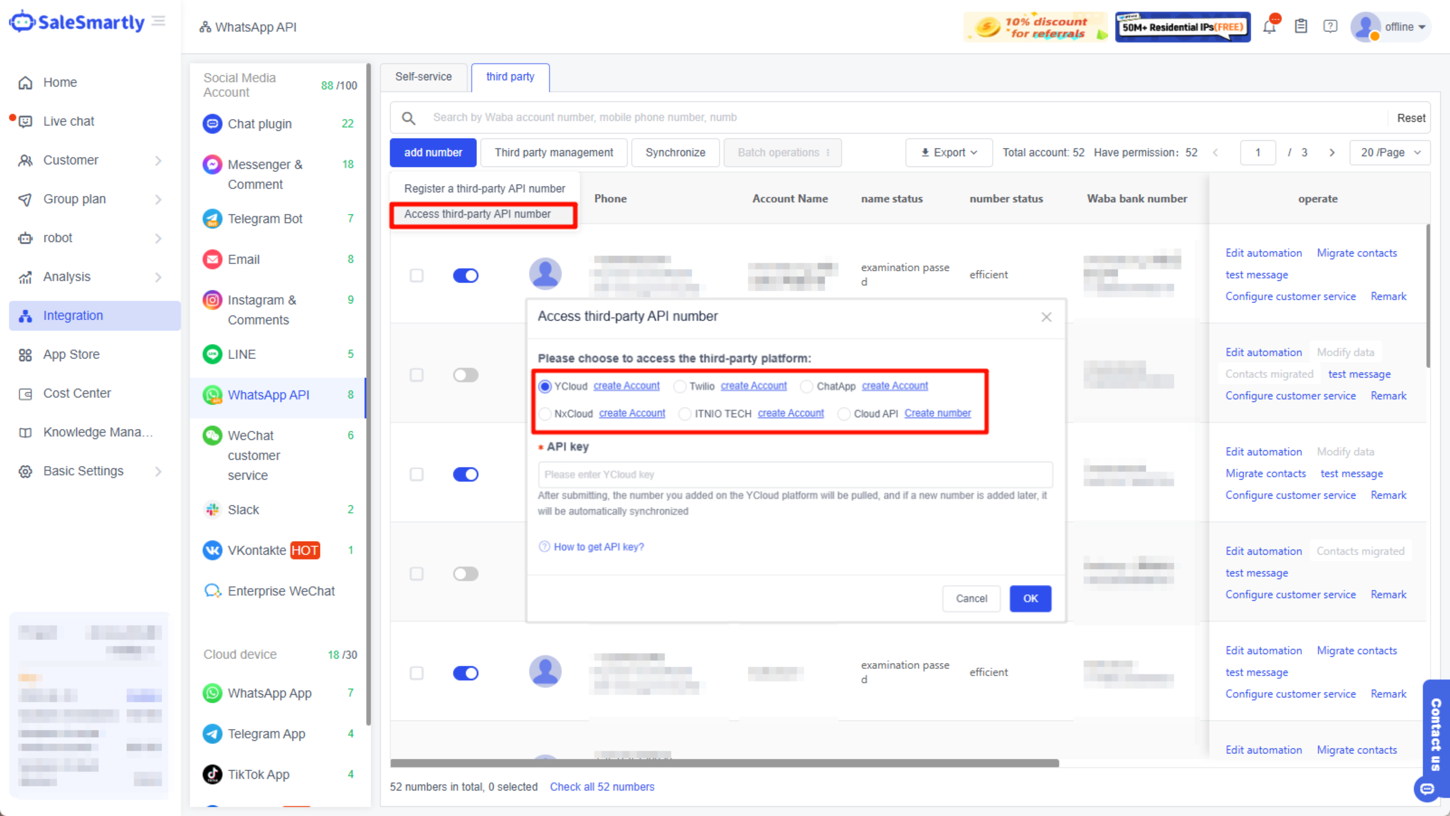 Bên thứ ba - Thêm số API