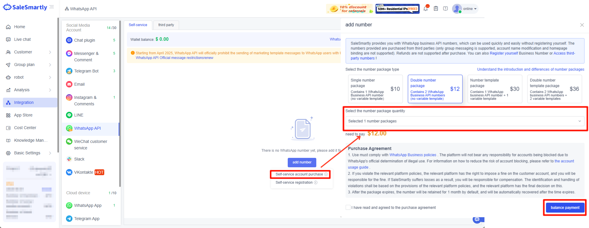 Mua tài khoản tự phục vụ