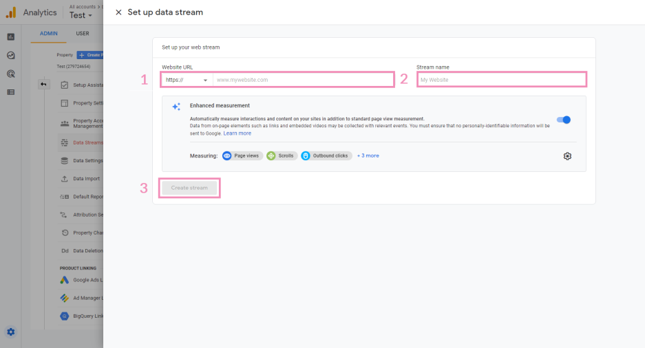 Nhập thông tin website