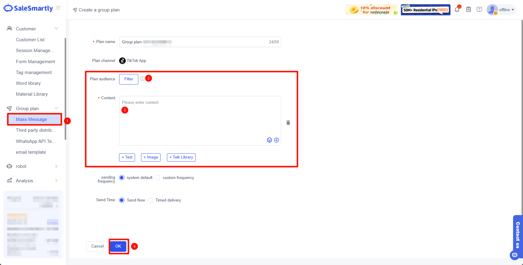 Cài đặt tin nhắn hàng loạt