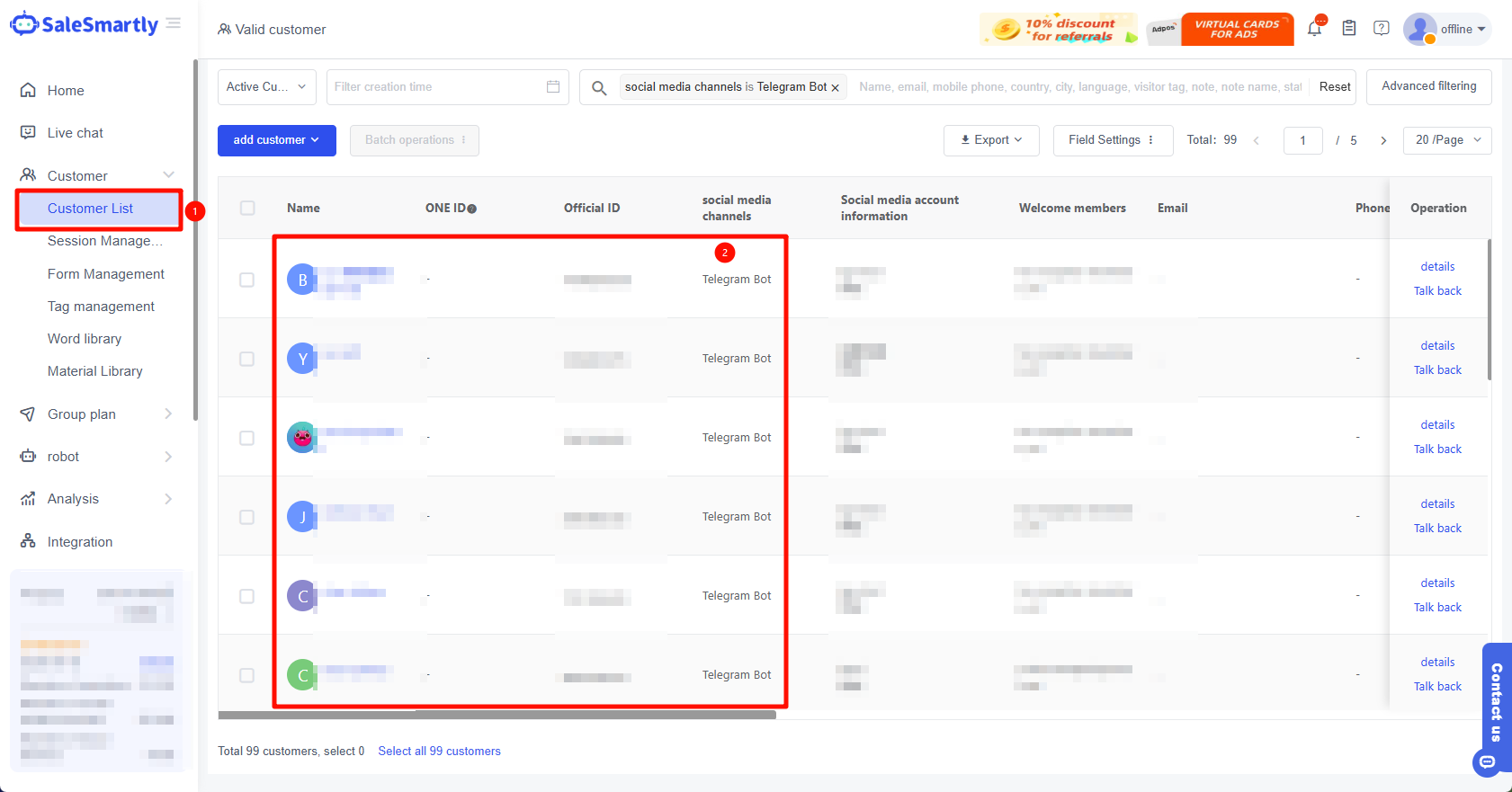 Kiểm tra danh sách liên hệ