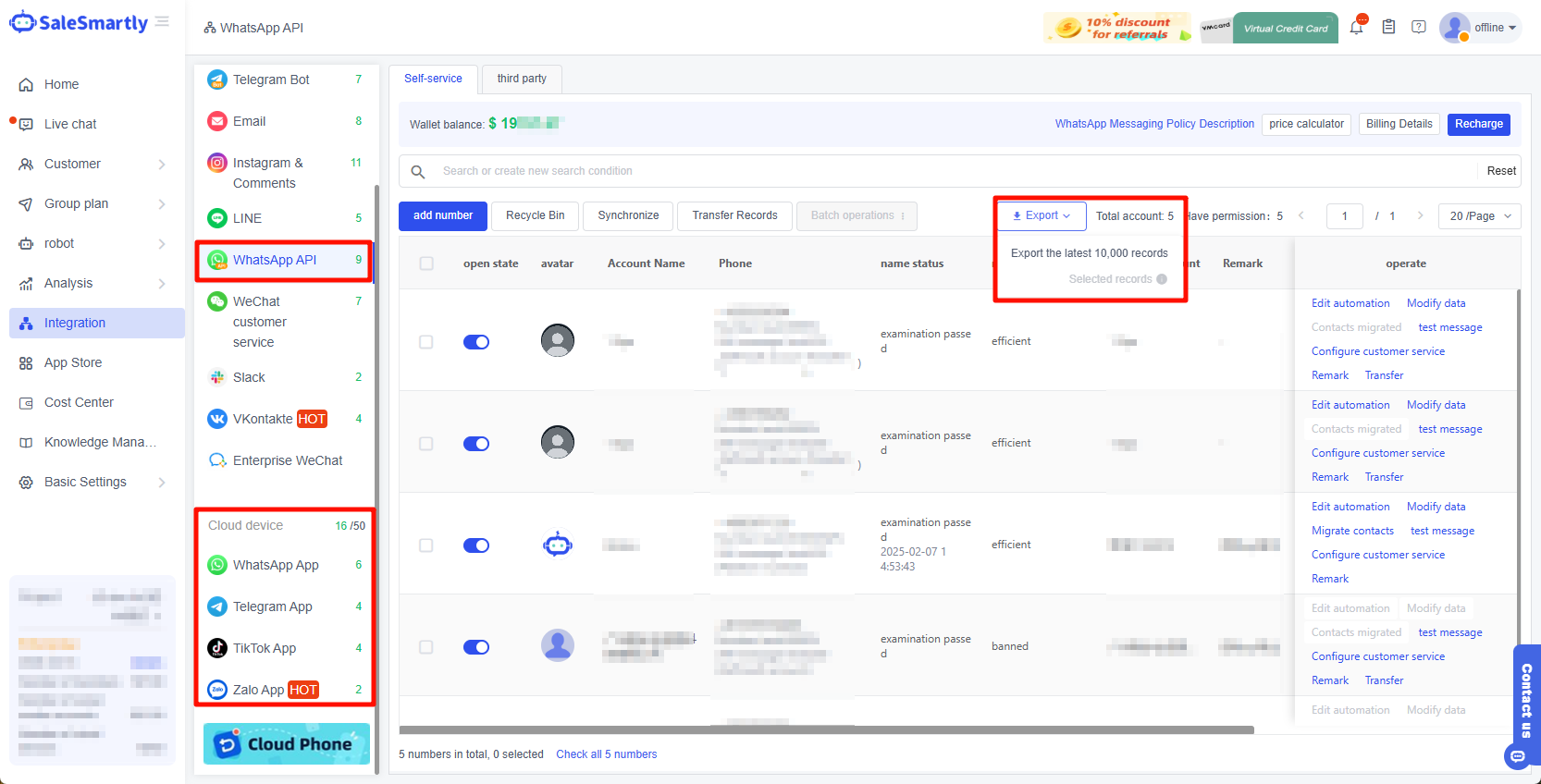 Channel Account Exports