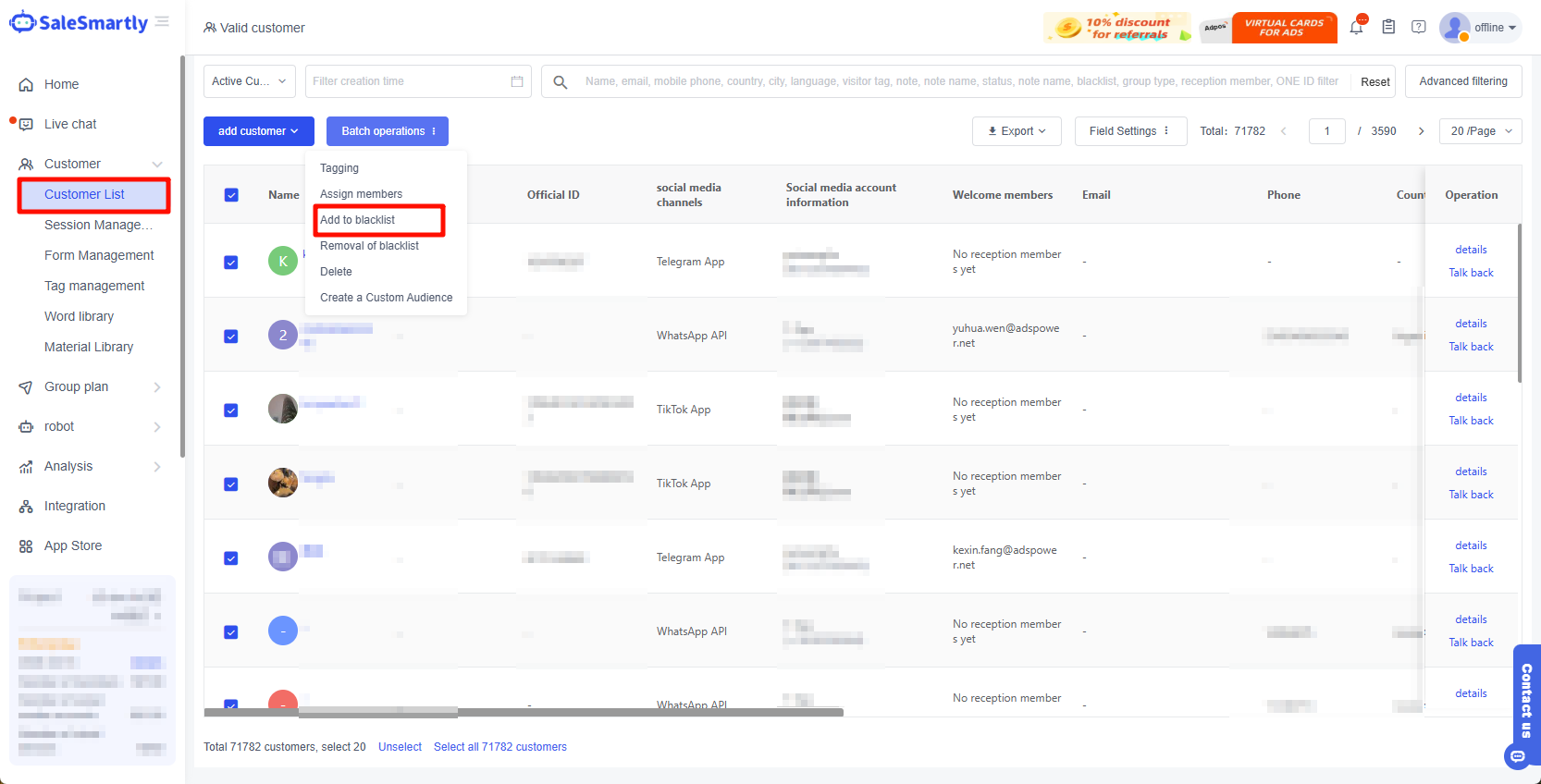 Bulk Blacklist Management