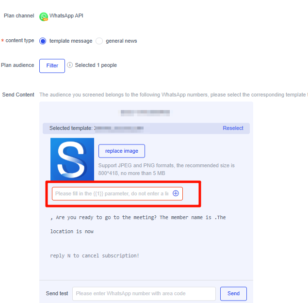 Chọn mẫu trong nội dung cần gửi