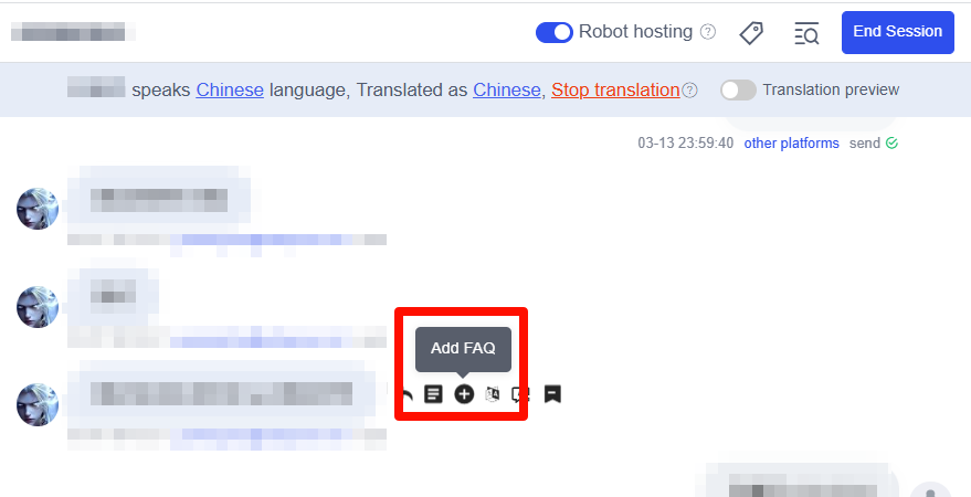 Thêm FAQ từ giao diện chat