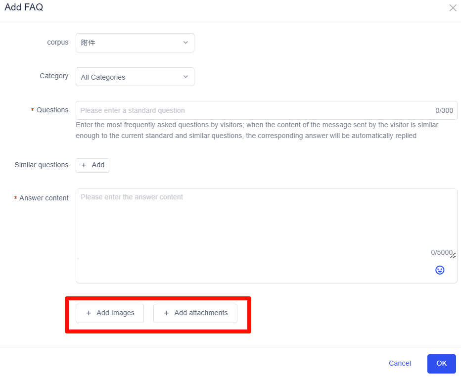 Thêm hình ảnh vào FAQ