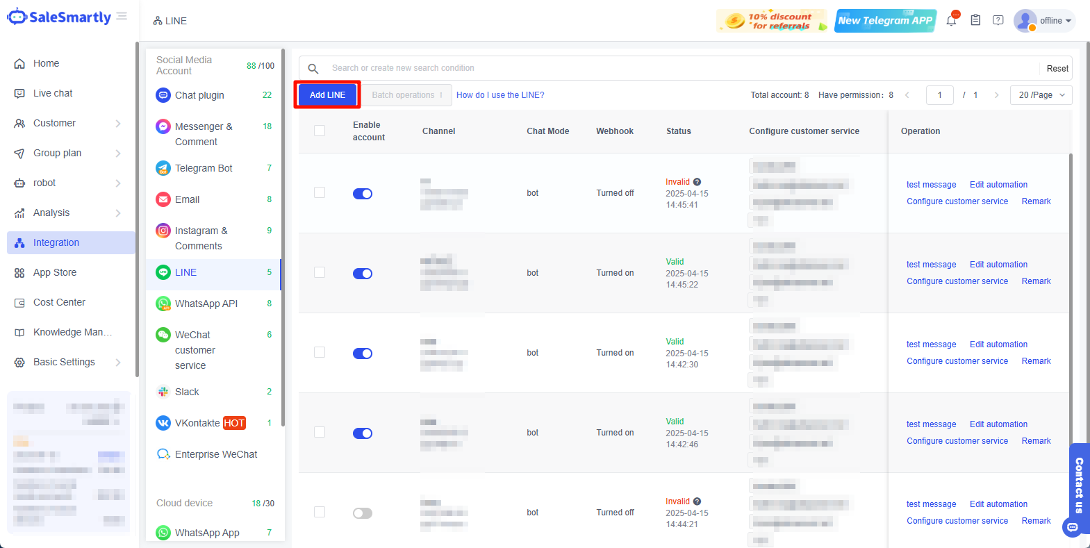 Thêm tài khoản LINE