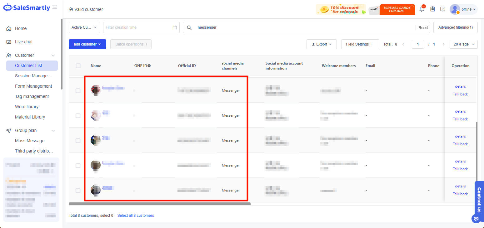 Đồng bộ danh bạ Messenger