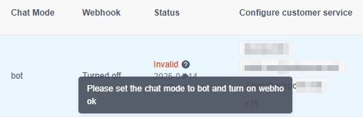 Tích hợp LINE hiển thị trạng thái "Invalid"