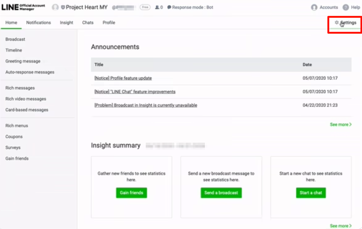 Nhấp vào Cài đặt