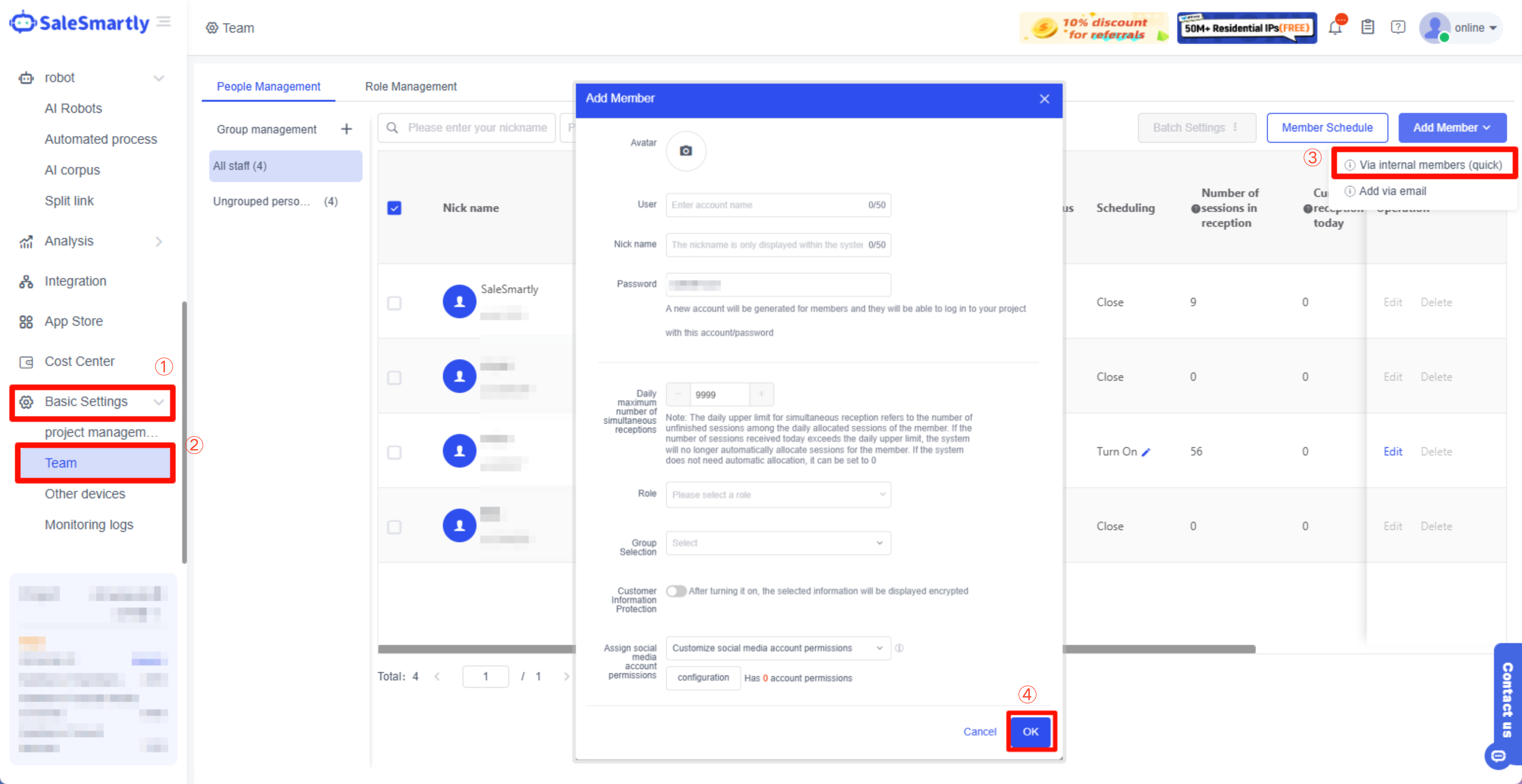 Thêm nhân viên CS - Cấu hình CS