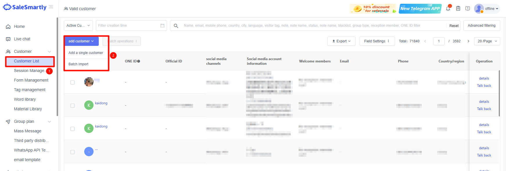 Thêm/Nhập liên hệ