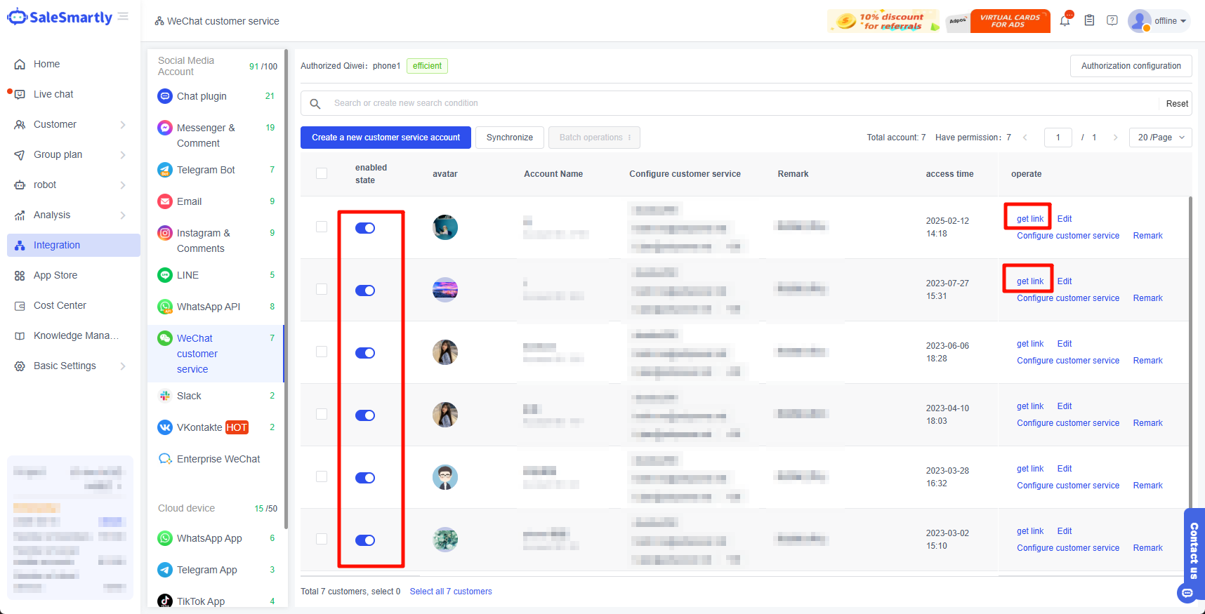 Kích hoạt tài khoản dịch vụ khách hàng