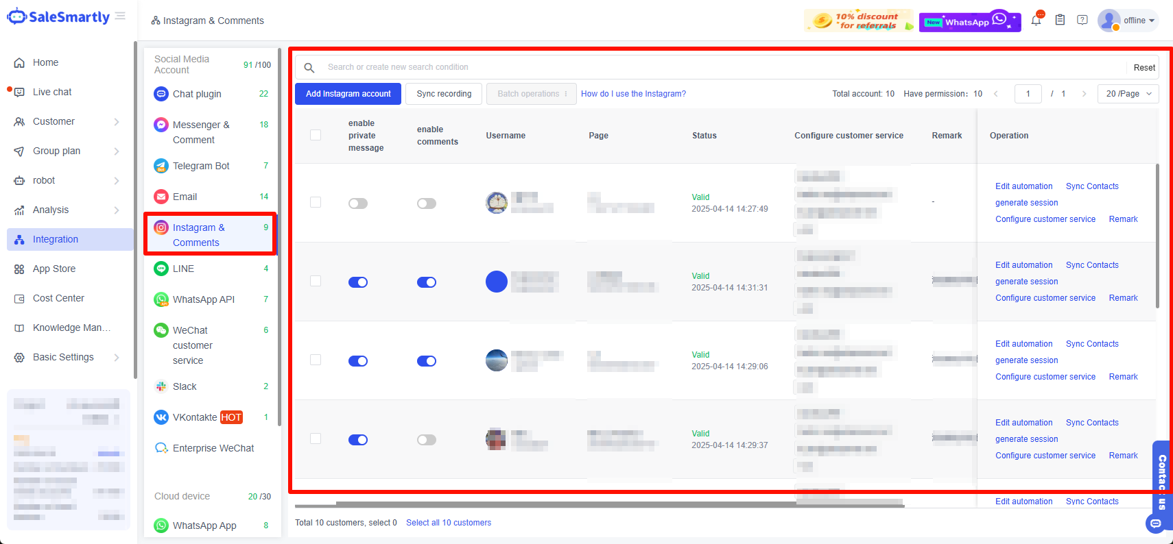 Tích hợp - Instagram & Bình luận