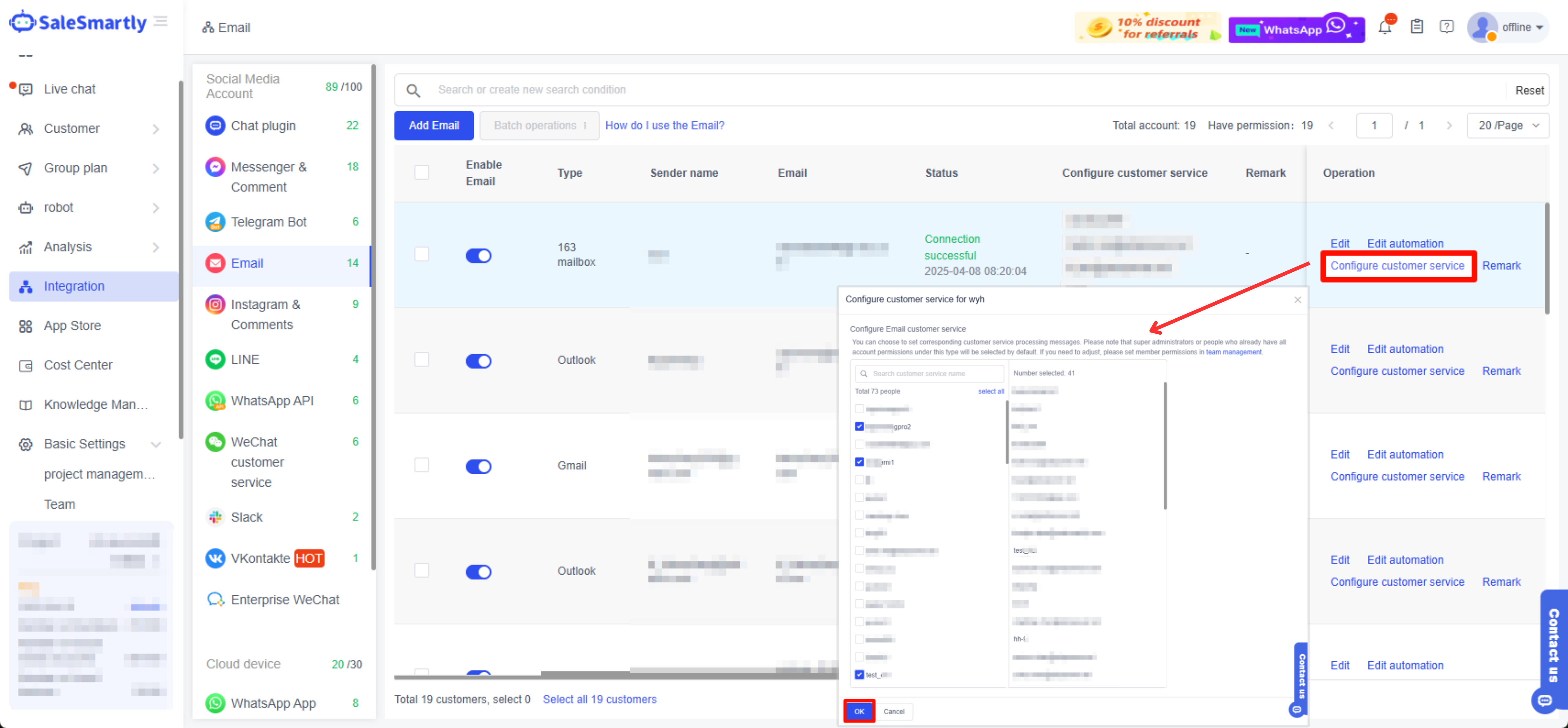 Chọn thành viên cấu hình cho trang chủ